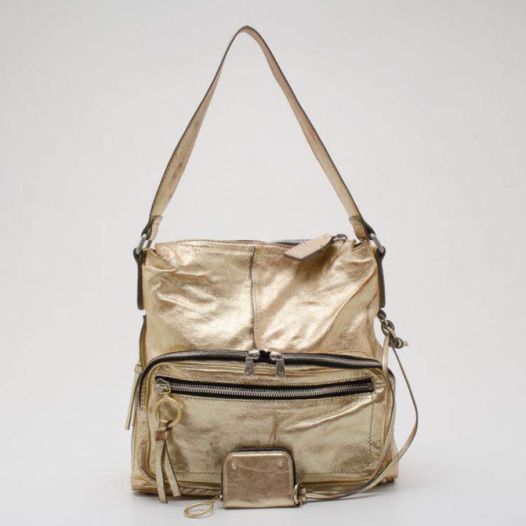 Pre Owned Chloe Metallic Gold Large Shoulder Bag