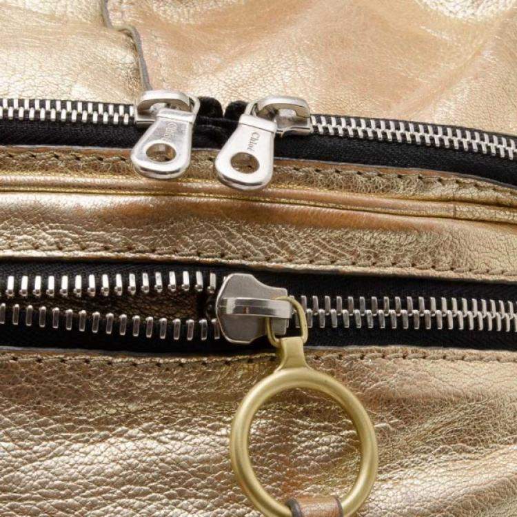 Pre Owned Chloe Metallic Gold Large Shoulder Bag