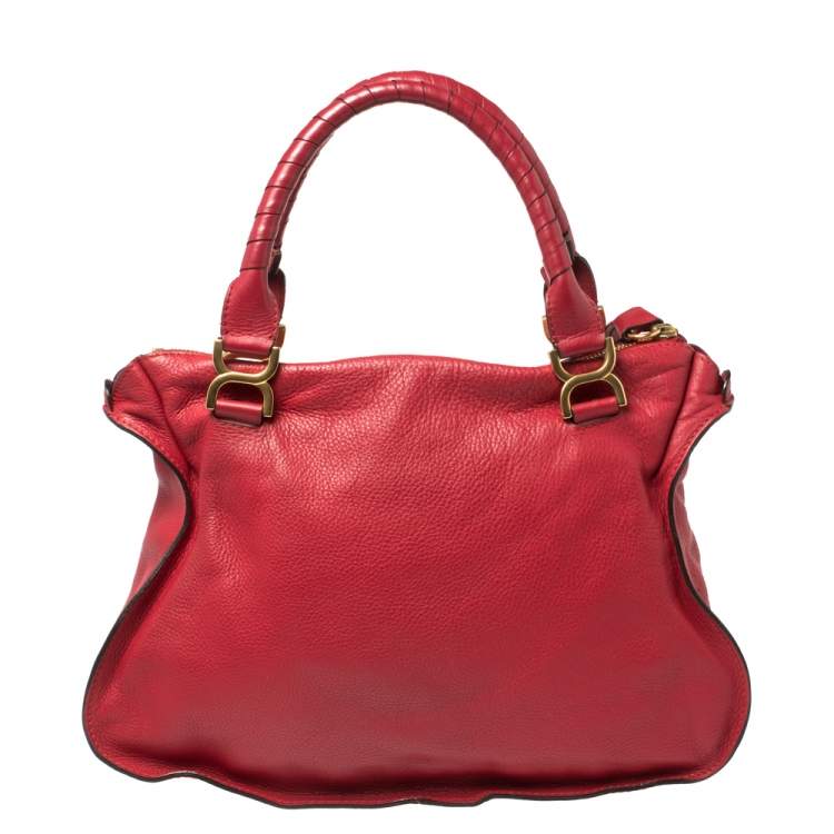 Pre Owned Chloe Maroon Leather Large Marcie Satchel