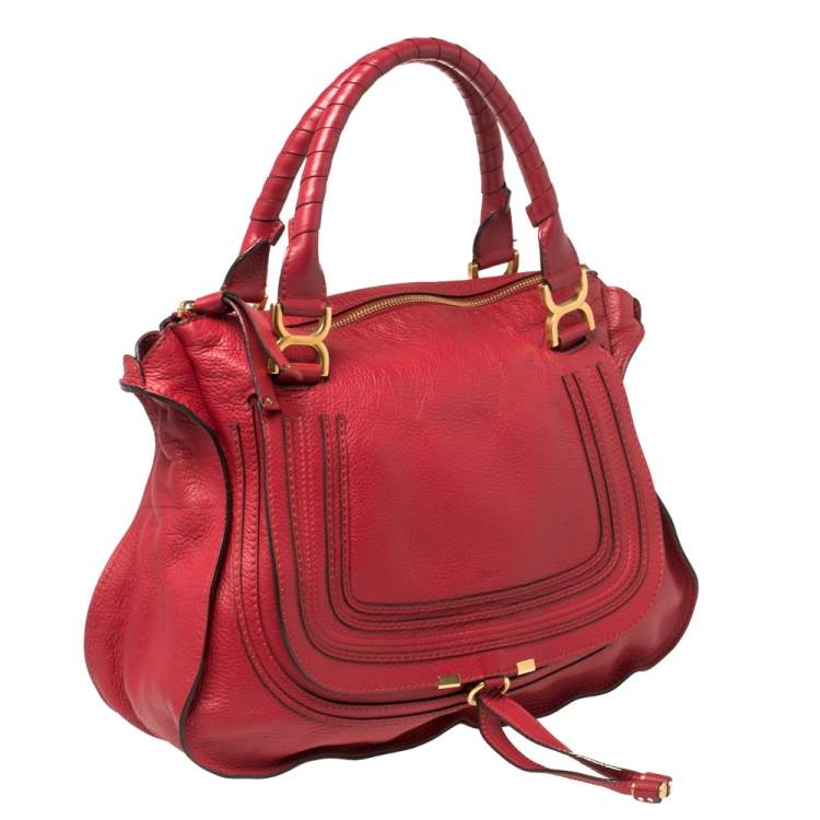 Pre Owned Chloe Maroon Leather Large Marcie Satchel
