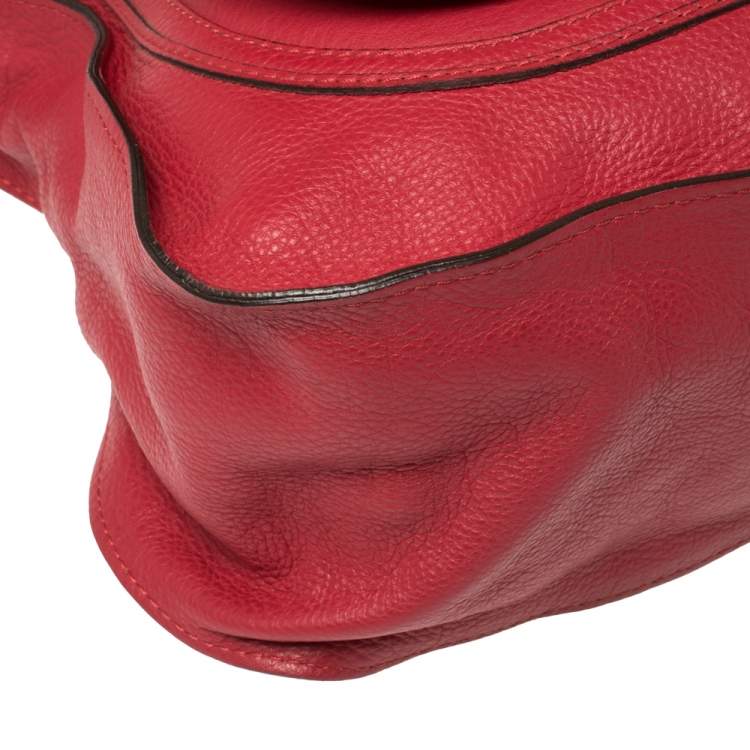 Pre Owned Chloe Maroon Leather Large Marcie Satchel