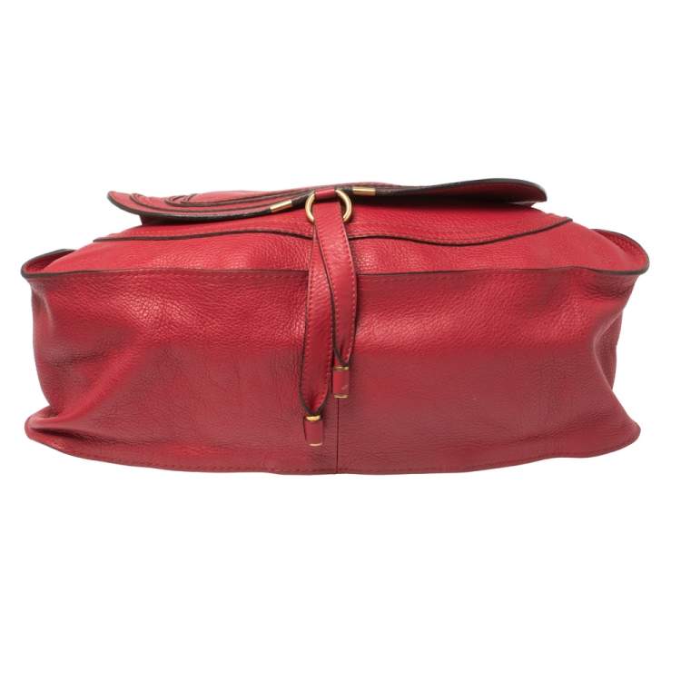 Pre Owned Chloe Maroon Leather Large Marcie Satchel