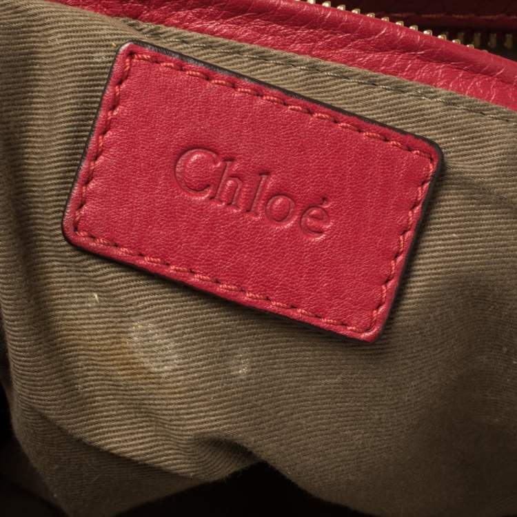 Pre Owned Chloe Maroon Leather Large Marcie Satchel
