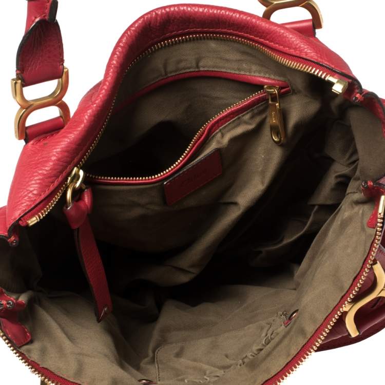 Pre Owned Chloe Maroon Leather Large Marcie Satchel