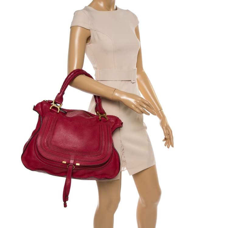 Pre Owned Chloe Maroon Leather Large Marcie Satchel