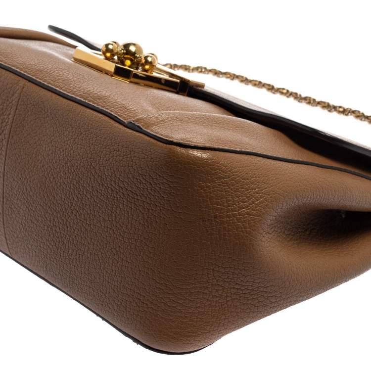 Pre Owned Chloe Brown Leather Medium Elsie Shoulder Bag