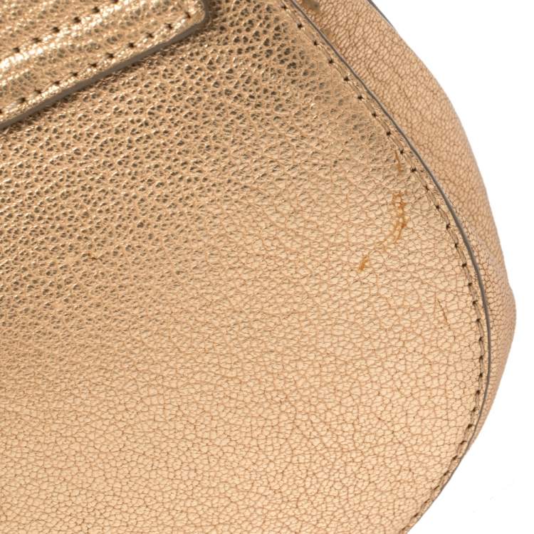 Pre Owned Chloe Metallic Rose Gold Leather Small Drew Shoulder Bag