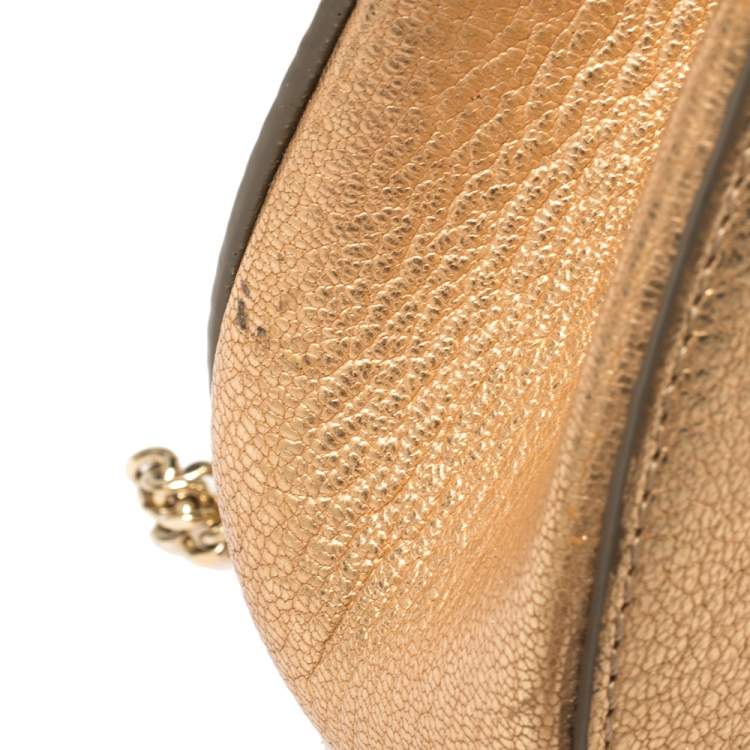 Pre Owned Chloe Metallic Rose Gold Leather Small Drew Shoulder Bag