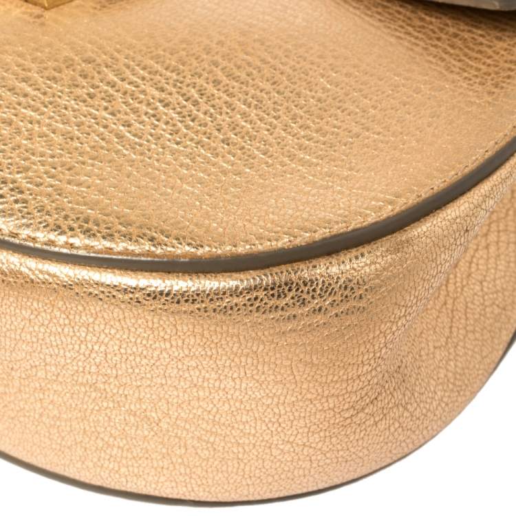 Pre Owned Chloe Metallic Rose Gold Leather Small Drew Shoulder Bag