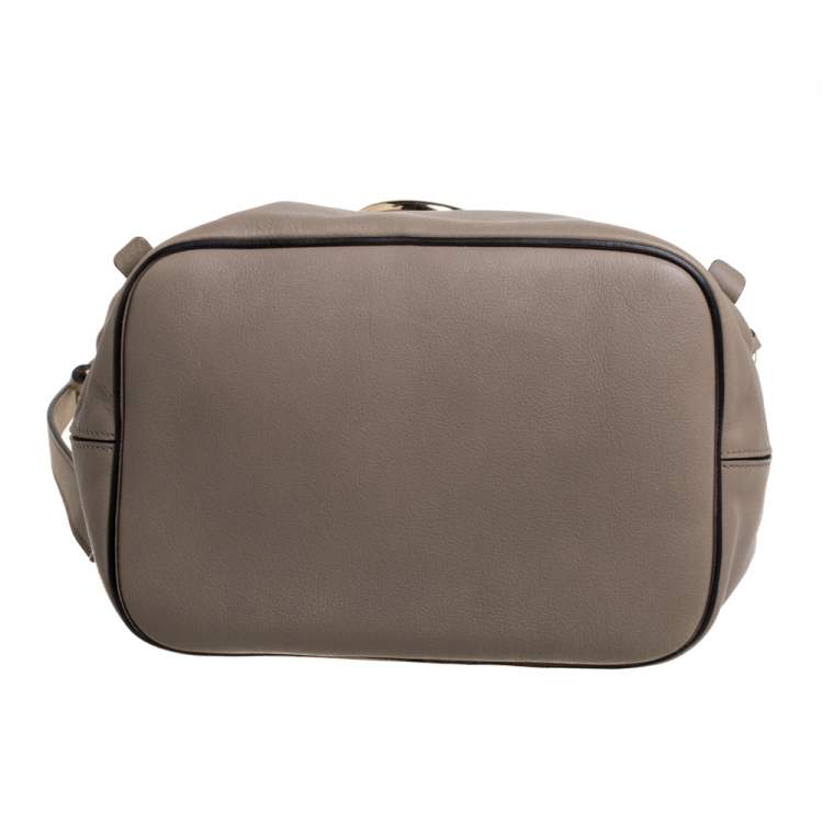 Pre Owned Chloe Grey Leather and Suede Medium Faye Backpack