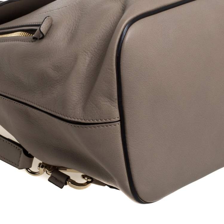 Pre Owned Chloe Grey Leather and Suede Medium Faye Backpack
