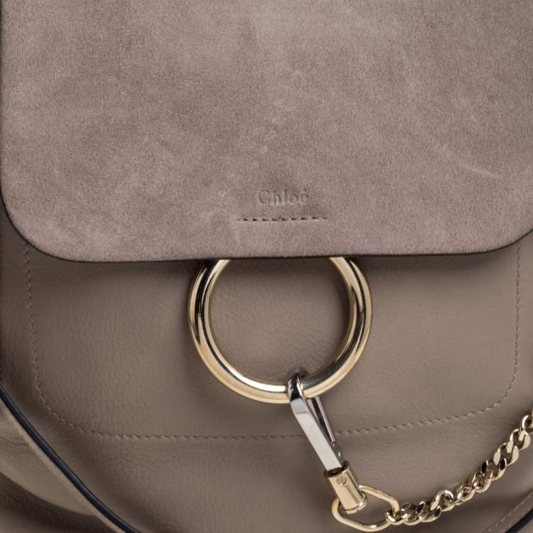 Pre Owned Chloe Grey Leather and Suede Medium Faye Backpack