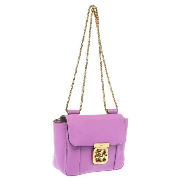 Pre Owned Chloe Fuchsia Leather Small Elsie Shoulder Bag
