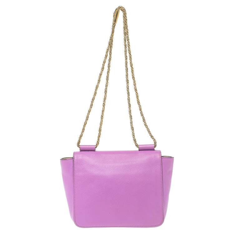 Pre Owned Chloe Fuchsia Leather Small Elsie Shoulder Bag