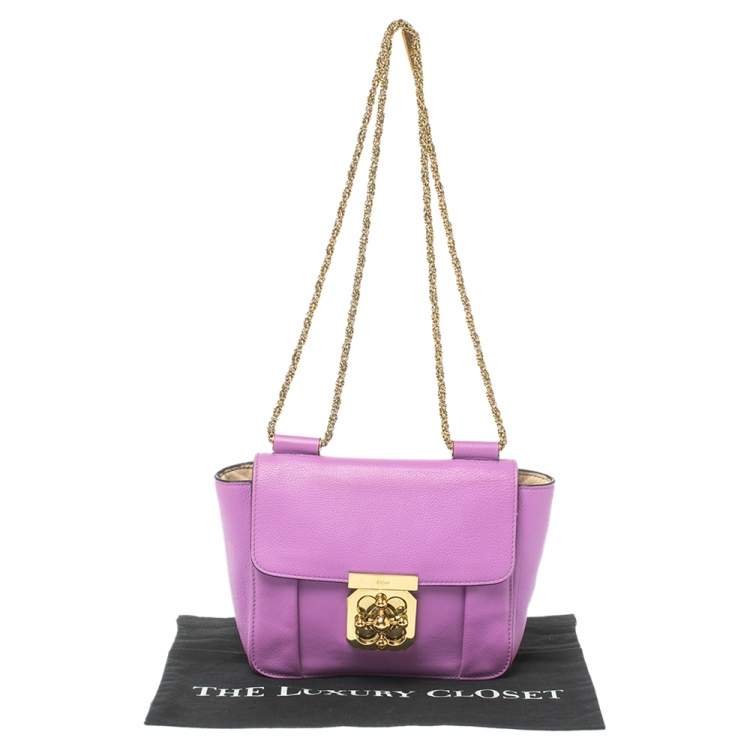 Pre Owned Chloe Fuchsia Leather Small Elsie Shoulder Bag
