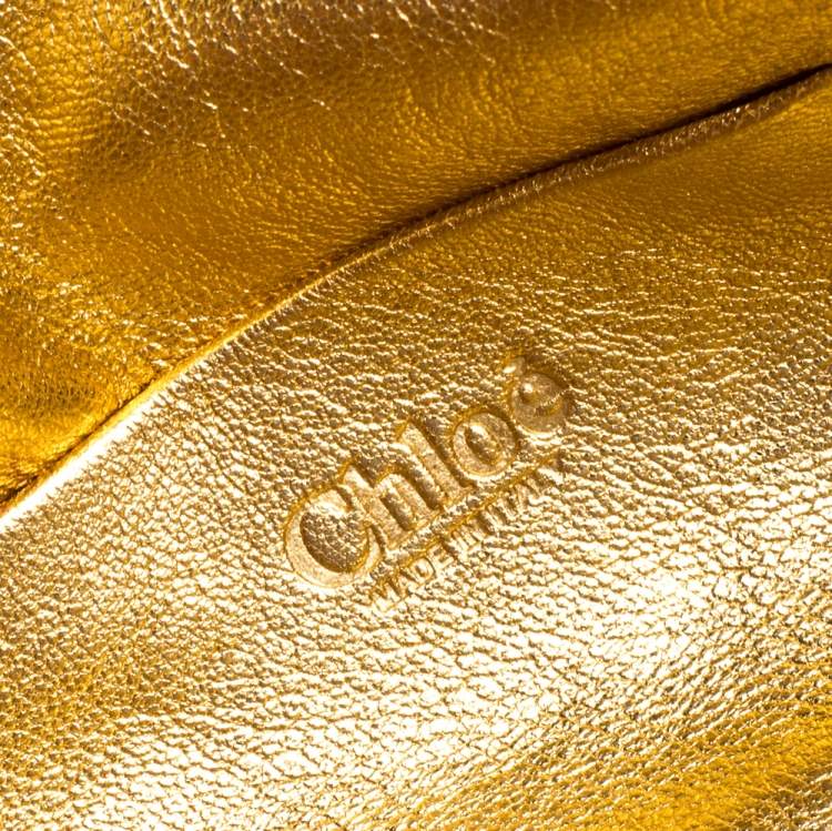 Pre Owned Chloe Burgundy Leather Bow Crystal Embellished Clutch