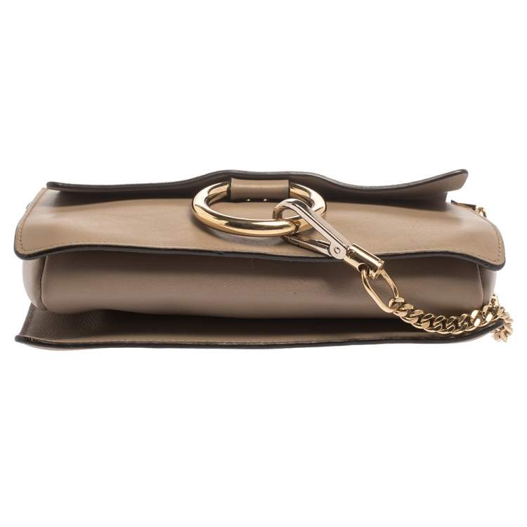 Pre Owned Chloe Dark Beige Leather and Suede Faye Shoulder Bag