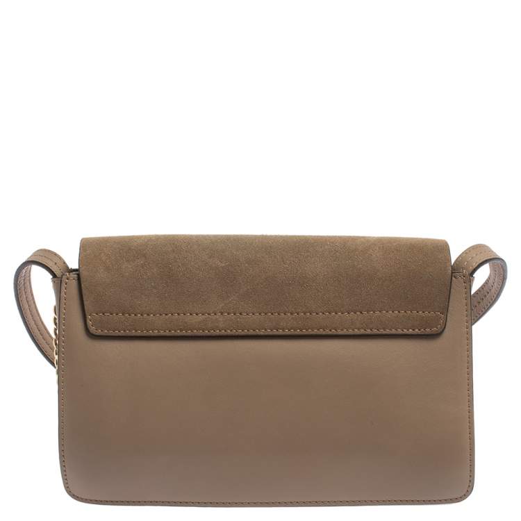 Pre Owned Chloe Dark Beige Leather and Suede Faye Shoulder Bag