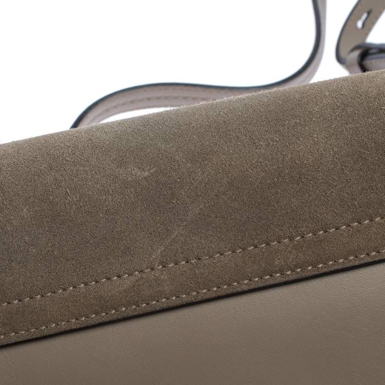 Pre Owned Chloe Dark Beige Leather and Suede Faye Shoulder Bag