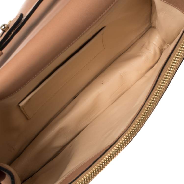 Pre Owned Chloe Peach Leather Rachel Bow Crossbody Bag
