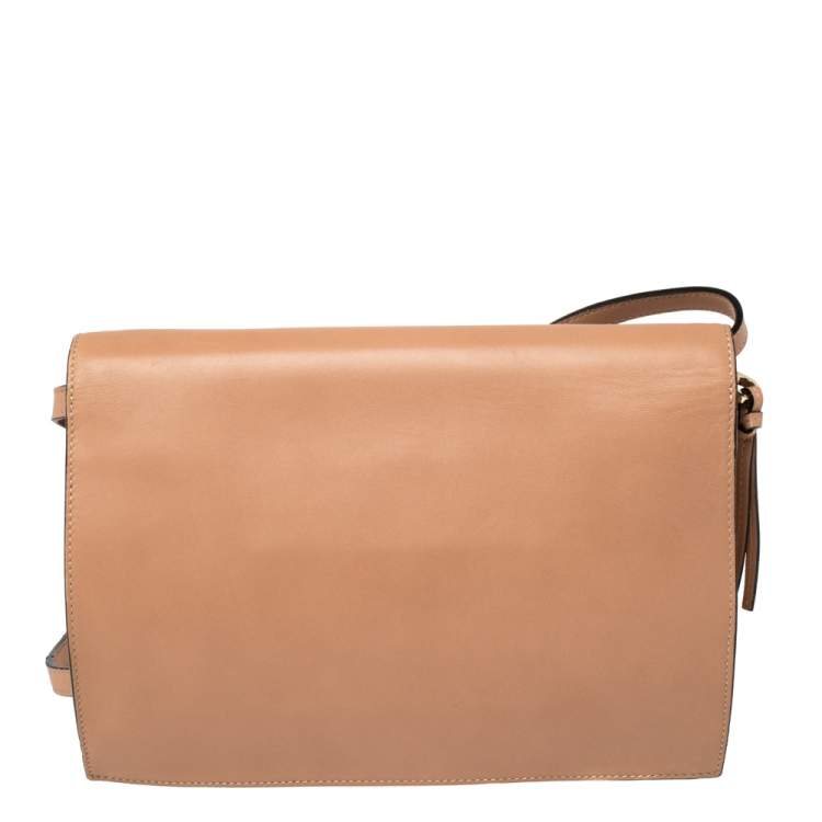 Pre Owned Chloe Peach Leather Rachel Bow Crossbody Bag