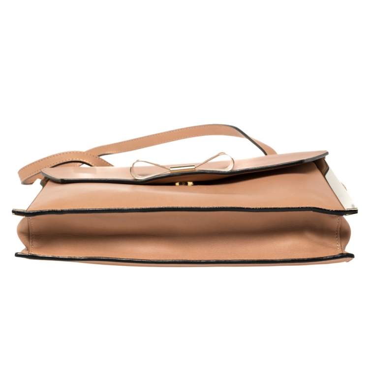 Pre Owned Chloe Peach Leather Rachel Bow Crossbody Bag