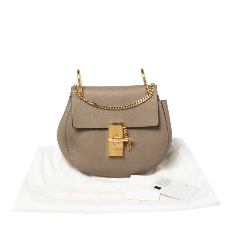 Pre Owned Chloe Dark Beige Leather Small Drew Shoulder Bag