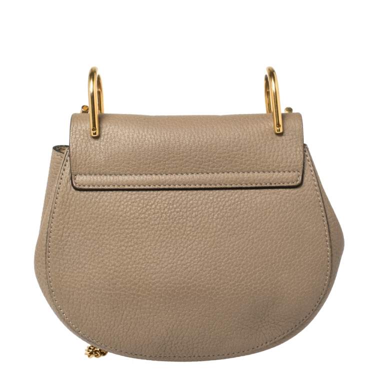 Pre Owned Chloe Dark Beige Leather Small Drew Shoulder Bag