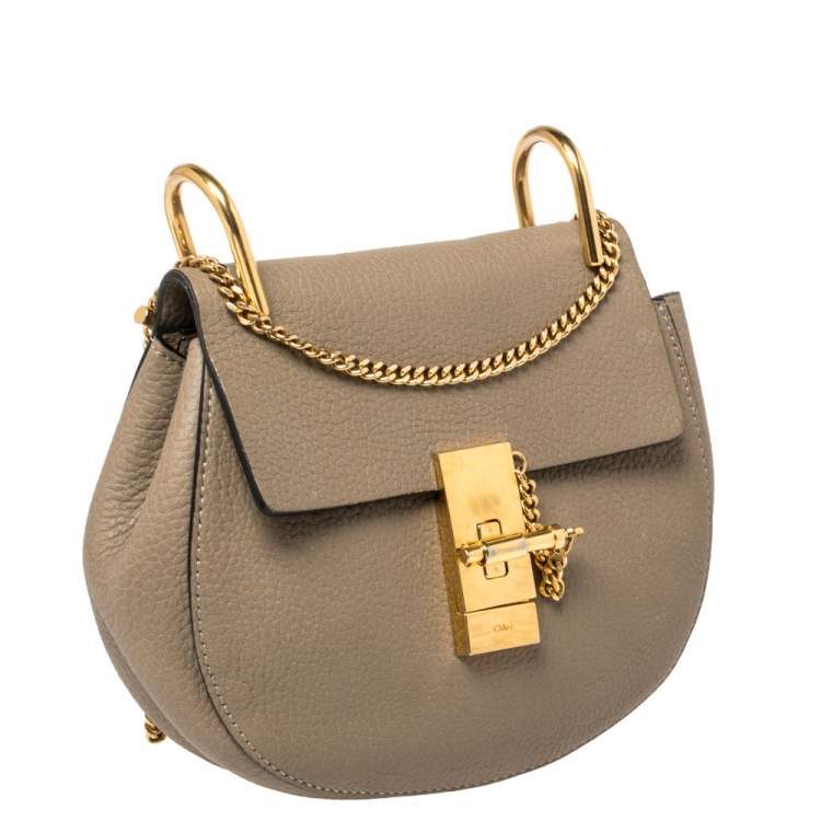 Pre Owned Chloe Dark Beige Leather Small Drew Shoulder Bag