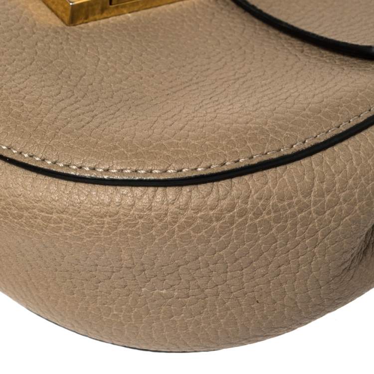 Pre Owned Chloe Dark Beige Leather Small Drew Shoulder Bag