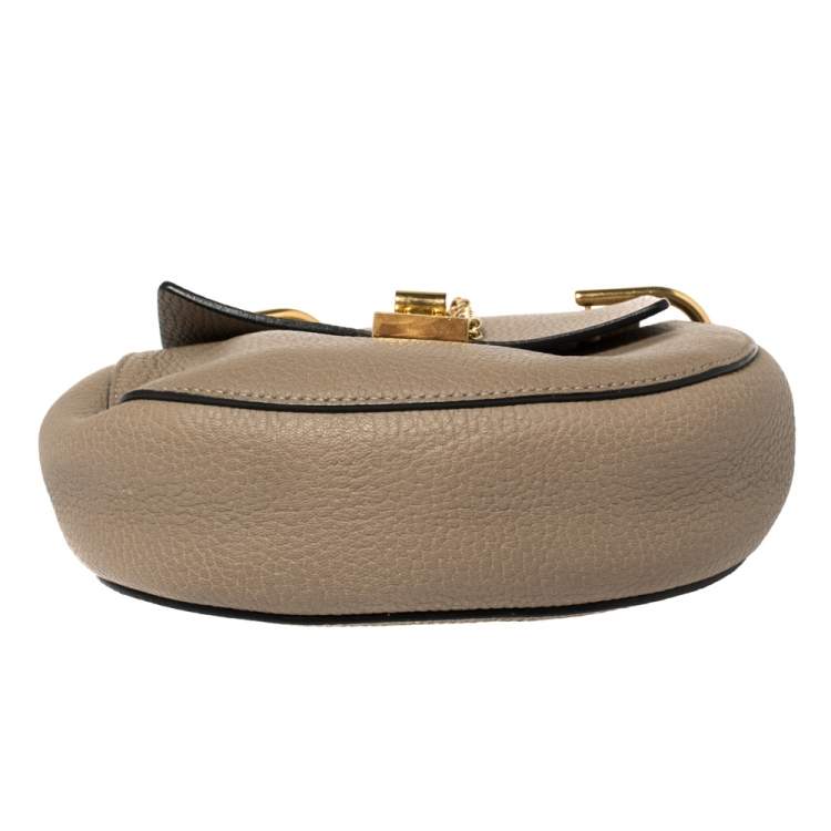 Pre Owned Chloe Dark Beige Leather Small Drew Shoulder Bag