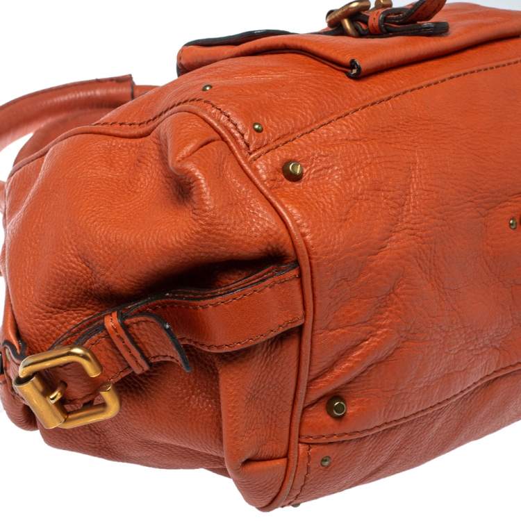 Pre Owned Chloe Burnt Orange Leather Paddington Satchel