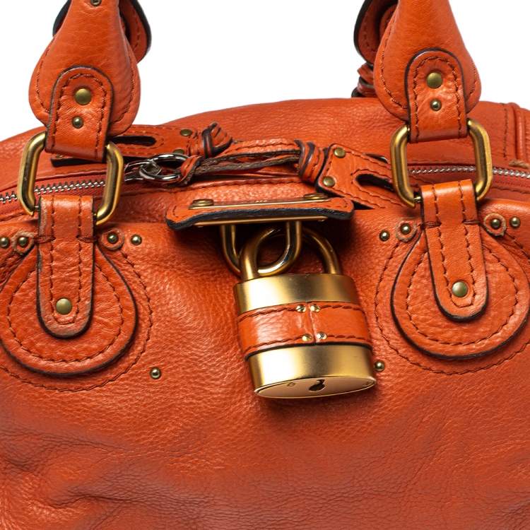 Pre Owned Chloe Burnt Orange Leather Paddington Satchel