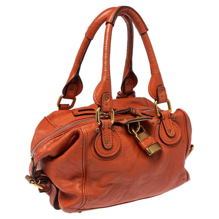 Pre Owned Chloe Burnt Orange Leather Paddington Satchel