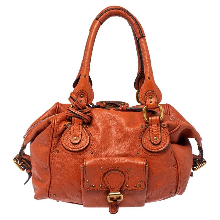 Pre Owned Chloe Burnt Orange Leather Paddington Satchel