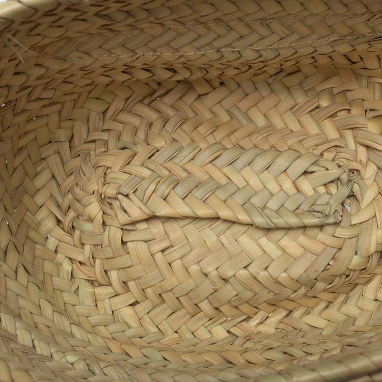 Pre Owned Chloe Beige/Tan Braided Raffia and Leather Small Marcie Basket Bag 