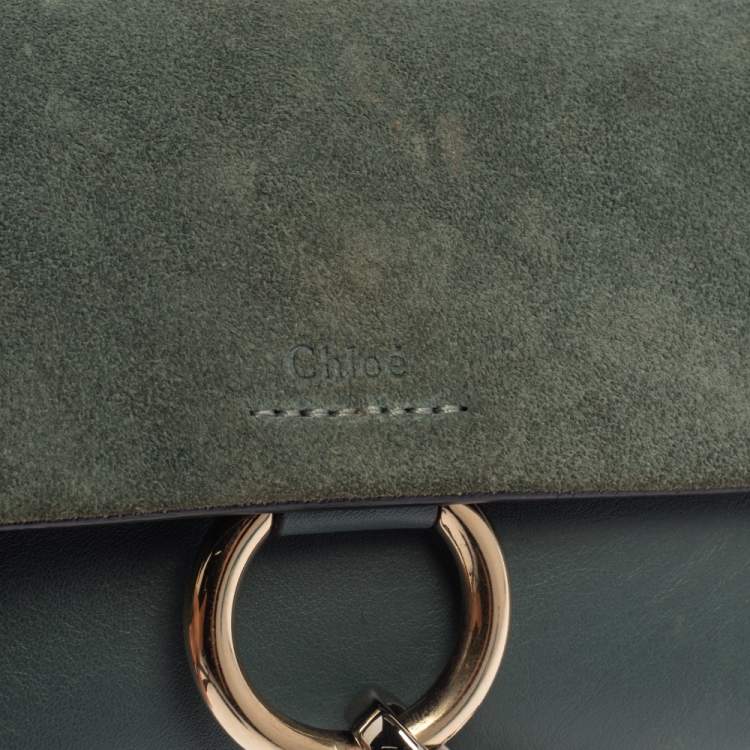 Pre Owned Chloe Blue Leather and Suede Mini Faye Crossbody Bag