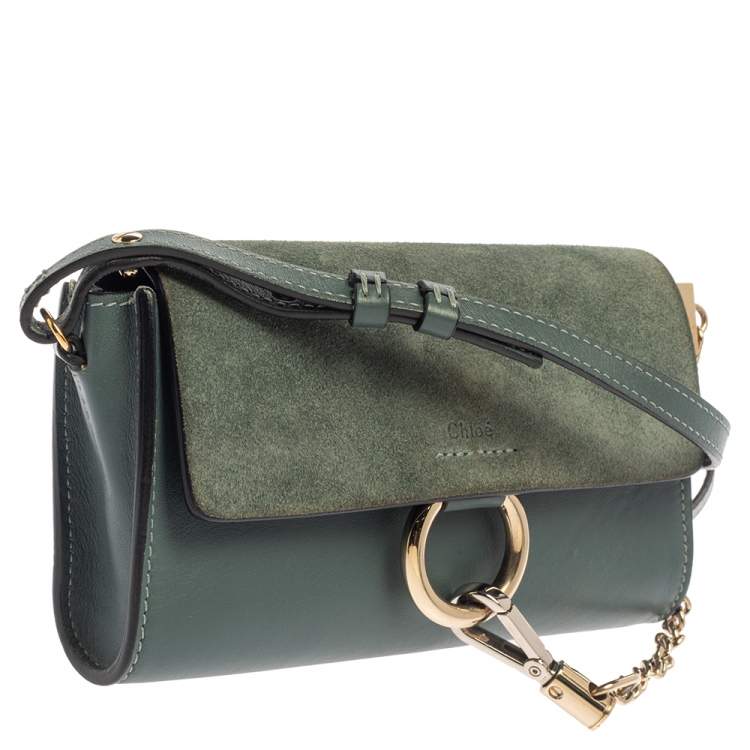 Pre Owned Chloe Blue Leather and Suede Mini Faye Crossbody Bag