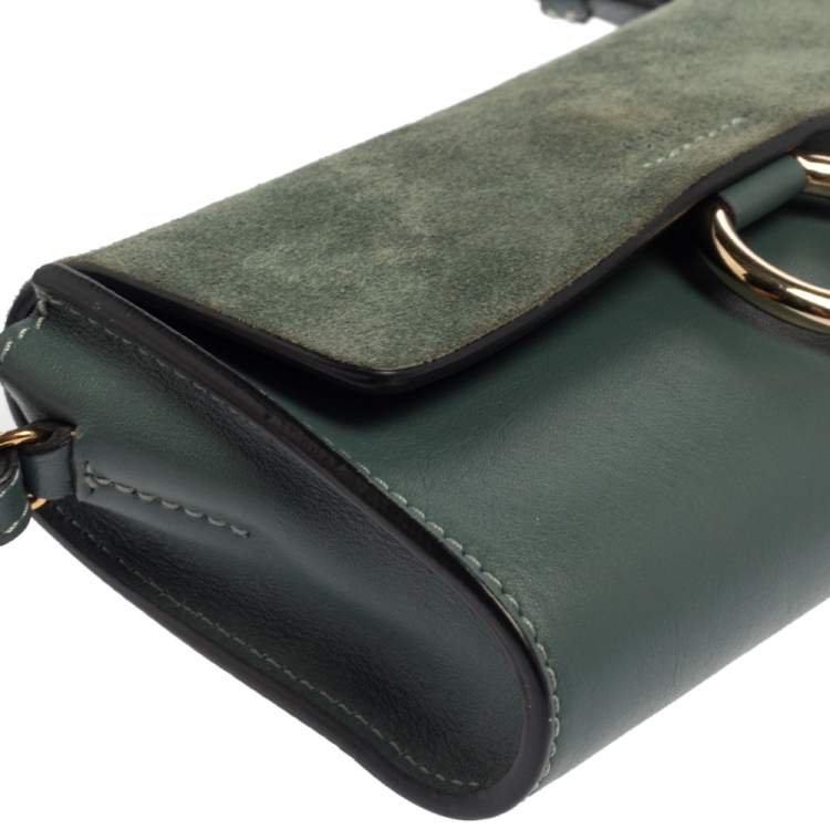 Pre Owned Chloe Blue Leather and Suede Mini Faye Crossbody Bag