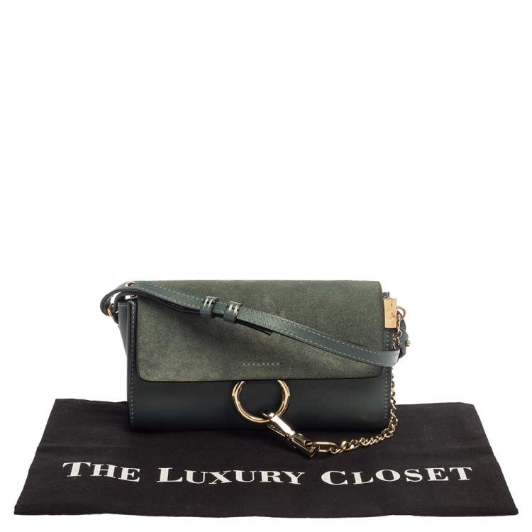 Pre Owned Chloe Blue Leather and Suede Mini Faye Crossbody Bag