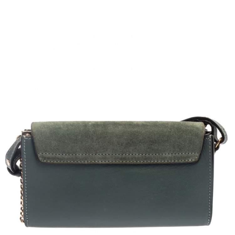 Pre Owned Chloe Blue Leather and Suede Mini Faye Crossbody Bag