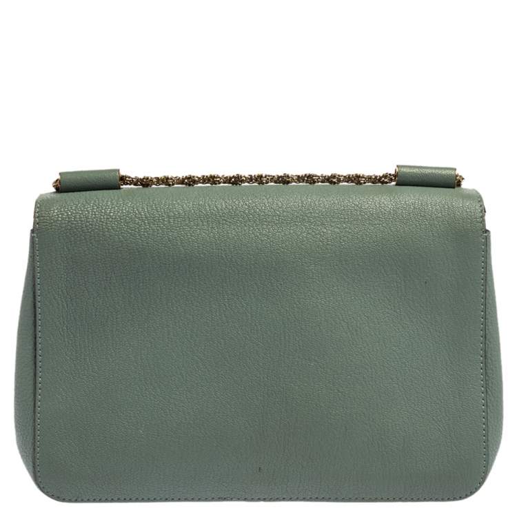Pre Owned Chloe Pale Green Leather Medium Elsie Shoulder Bag
