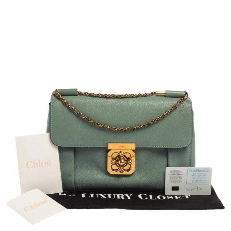 Pre Owned Chloe Pale Green Leather Medium Elsie Shoulder Bag