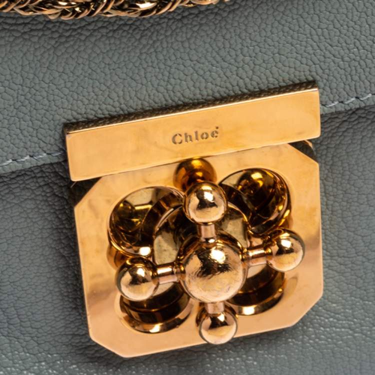 Pre Owned Chloe Pale Green Leather Medium Elsie Shoulder Bag
