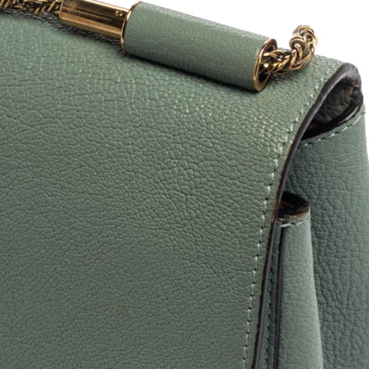 Pre Owned Chloe Pale Green Leather Medium Elsie Shoulder Bag