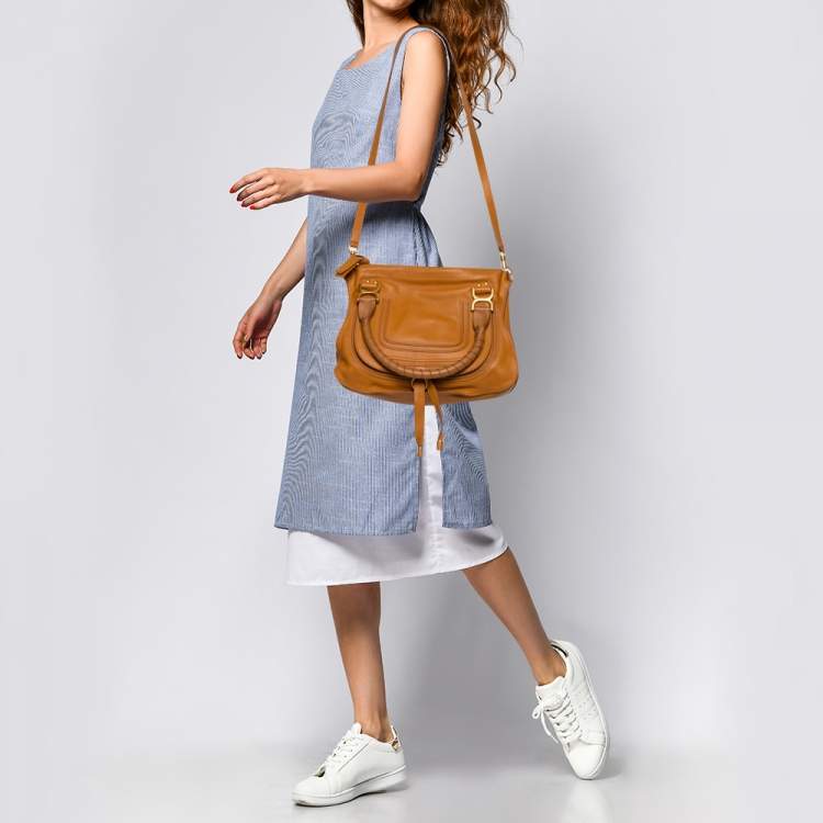Pre Owned Chloe Tan Leather Medium Marcie Shoulder Bag