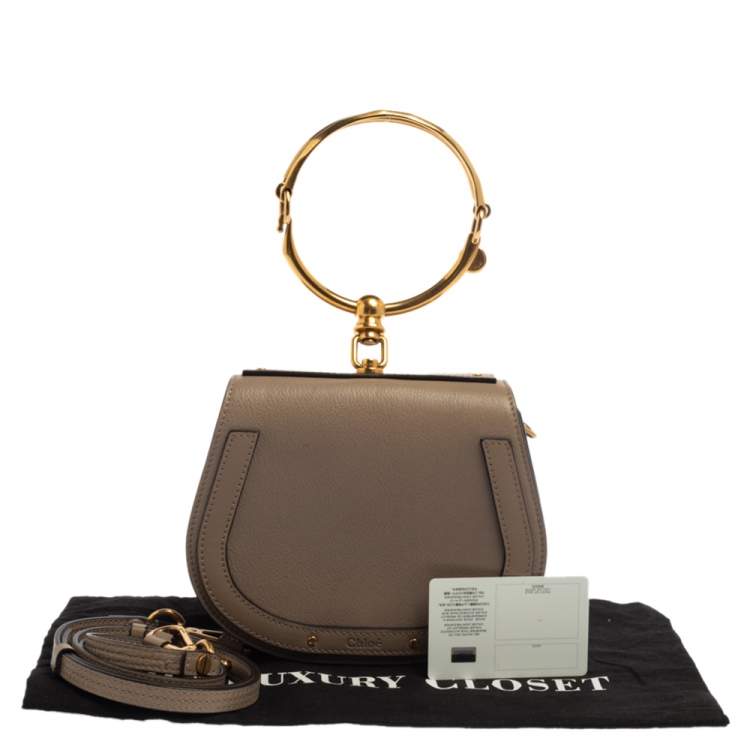 Pre Owned Chloe Beige Leather and Suede Small Nile Bracelet Shoulder Bag