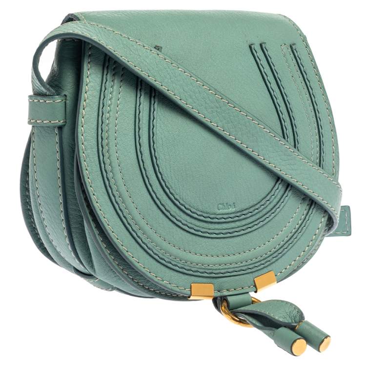 Pre Owned Chloe Fresh Mint Blue Leather Mini Marcie Crossbody Bag