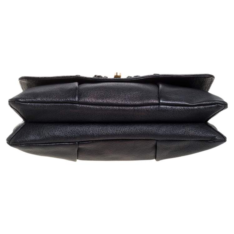 Pre Owned Chloe Black Crystal Embellished Leather Flap Shoulder Bag