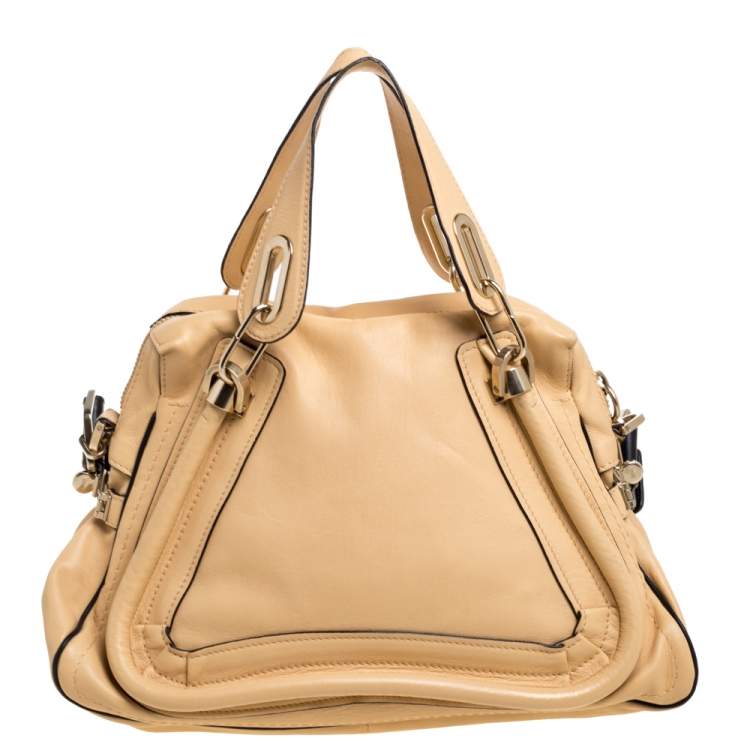 Pre Owned Chloe Beige Leather Medium Paraty Shoulder Bag